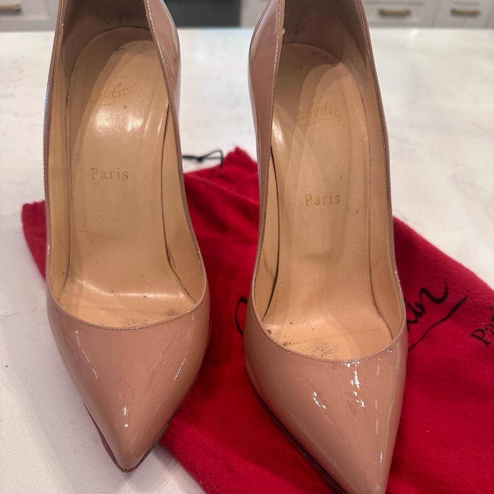 Christian Louboutin Pigalle Follies 100 Patent in Nude (size 39)
